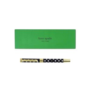Kate Spade Black Ink Ballpoint Pen with Reusable Gift Box, B&W Polka Dots